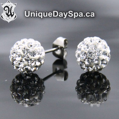 6mm #1 – CLEAR Glamour Crystal Ball Earrings