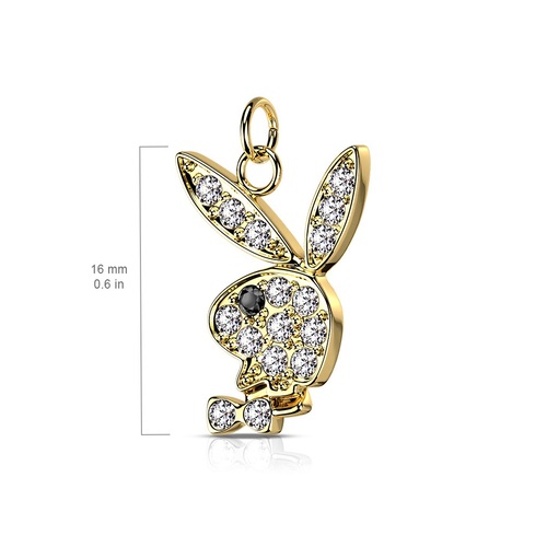 Authentic Playboy Pendant and Charm with Paved Zirconia Measurements
