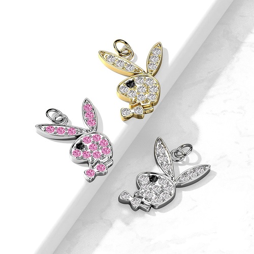 Authentic Playboy Pendant and Charm with Paved Zirconia Variety