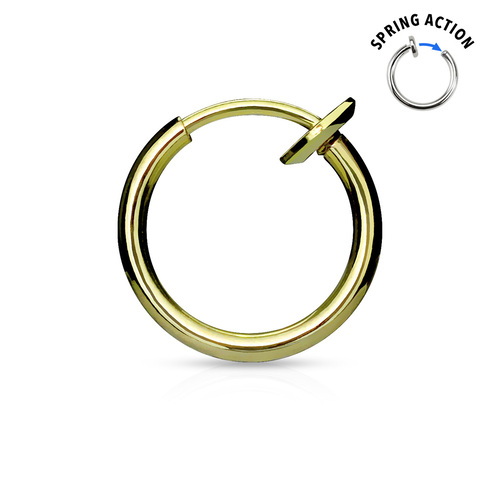 Fake Ring for Nose Lip Septum Lobe and Cartilage YELLOW GOLD