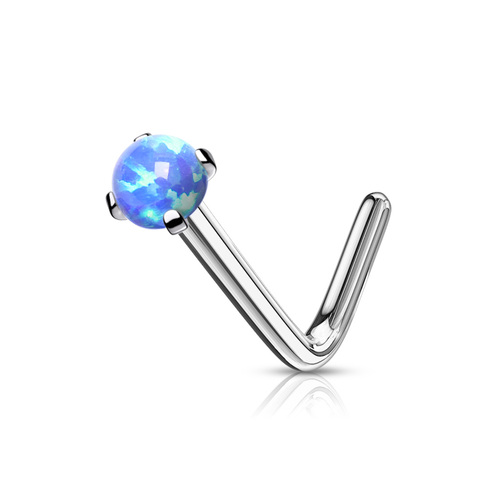 Opal L Pin Surgical Steel Nose Piercing Jewelry BLUE