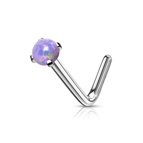 Opal L Pin Surgical Steel Nose Piercing Jewelry PINK