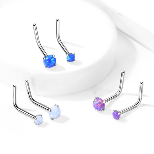 Blue Pink White 2mm 3mm Opal L Pin Surgical Steel Nose Piercing Jewelry Poster