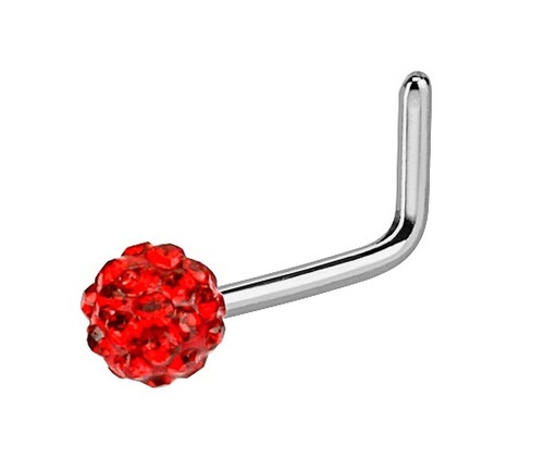 Waterproof 20G 3mm Crystal Ball Surgical Steel Nose Jewelry L Pin Red Austrian Gems